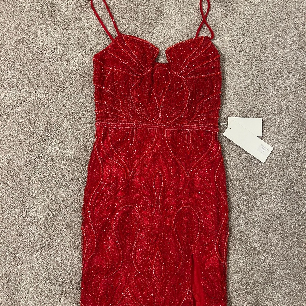 Portia and Scarlett Strapless Red Sequin Dress